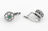 Серьги из серебра с шпинелью и фианитами круг 4 мм 44837
