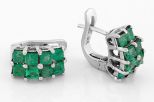 Серьги из серебра с изумрудом 8 квадратов 3х3 мм 44965