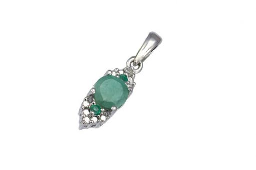 Серебряный кулон с изумрудом 45049 купить в магазине Самоцветы мира