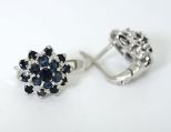 Серьги из серебра с сапфиром 17 кругов 3 мм 45085