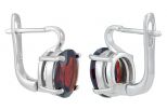 Серьги из серебра с гранатом овал 8х10 мм 45171
