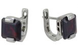 Серьги из серебра с гранатом квадрат 10х10 мм 45192