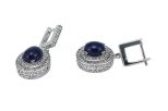 Серьги из серебра с лазуритом и фианитами овал 9х11 мм 45794