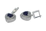 Серьги из серебра с лазуритом и фианитами сердце 8х8 мм 45796