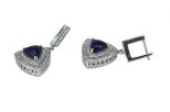 Серьги из серебра с лазуритом и фианитами треугольник 8х8 мм 45805