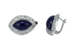 Серьги из серебра с лазуритом и фианитами маркиза 11х20 мм 54811