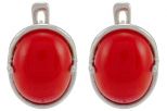 Серьги из серебра с кораллом красным овал 10х15 мм 46476