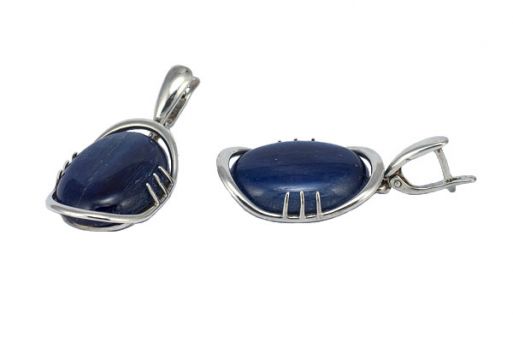 Серьги из серебра 925 пробы с кианитом.
