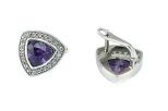 Серьги из серебра с александритом и фианитами треугольник 9х9х9 мм 46511
