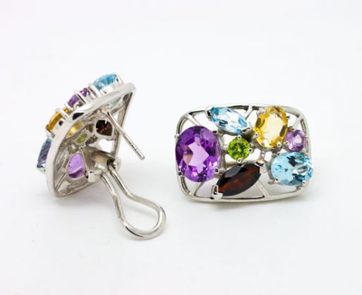 серьги микс CZ 14.2гр. ― Самоцветы мира