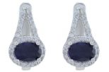Серьги из серебра с сапфиром и фианитами овал 6х5 мм 47434