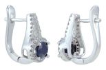 Серьги из серебра с сапфиром и фианитами овал 6х5 мм 47434