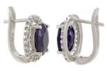 Серьги из серебра с сапфиром и фианитами овал 8х10 мм 47448