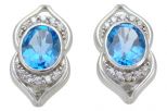 Серьги из серебра с топазом и фианитами овал 8х10 мм 47497
