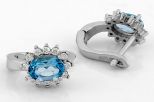 Серьги из серебра с топазом и фианитами овал 5х7 мм 47499