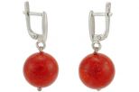 Серьги из серебра с кораллом красным шар 14 мм 47759