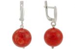 Серьги из серебра с кораллом красным шар 14 мм 47759