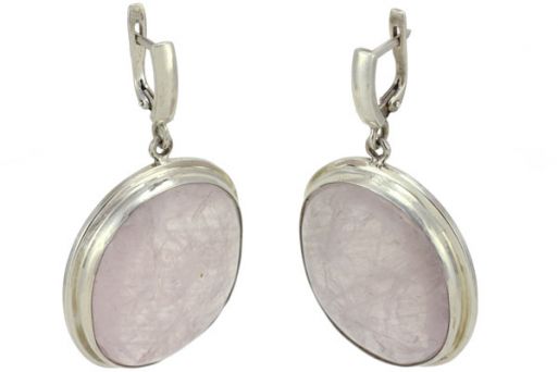 Серьги из серебра 925 пробы с розовым кварцем.