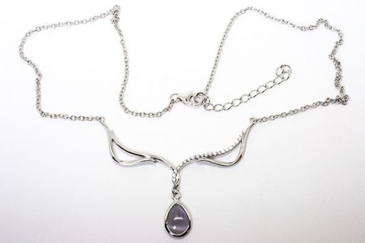 Серебряное колье с кошачьим глазом 48152 купить в магазине Самоцветы мира
