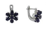 Серьги из серебра с сапфиром 6 овалов 3х5мм и круг 5 мм 48222