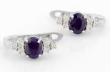 Серьги из серебра с сапфиром и фианитами овал 5х7 мм 48250