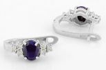 Серьги из серебра с сапфиром и фианитами овал 5х7 мм 48250