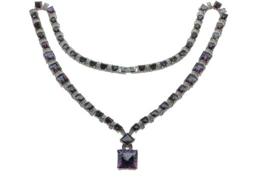 Серебряное колье с мистик аметистом 48293 купить в магазине Самоцветы мира