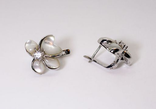 серьги перламутр CZ 9.0гр* ― Самоцветы мира