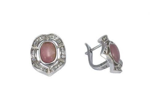 Серьги из серебра 925 пробы с розовым кварцем.