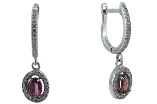 Серьги из серебра 925 пробы с турмалином и фианитом.