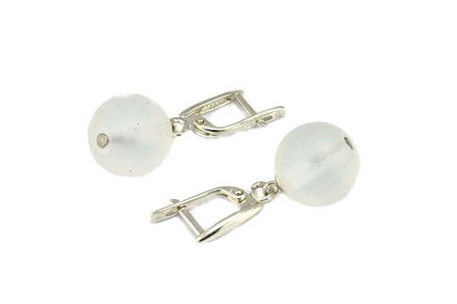 Серьги из серебра с Матовым Кварцем.