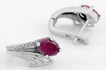 Серьги из серебра с рубином и фианитами овал 5х7 мм 48663