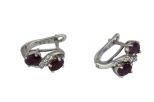 Серьги из серебра с рубином и фианитами 2 овала 5х7 мм 48671