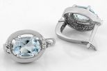Серьги из серебра с топазом и фианитами овал 6х8 мм 48686
