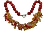 Сердолик колье шар 12мм+висюльки из голтовки. Длина 50 см.