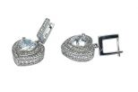 Серьги из серебра с горным хрусталём и фианитами сердце 8х8 мм 48915