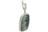 Серьги из серебра с клинохлором прямоугольник 20х32 мм 48941