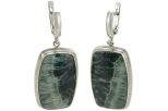 Серьги из серебра с клинохлором прямоугольник 20х32 мм 48941