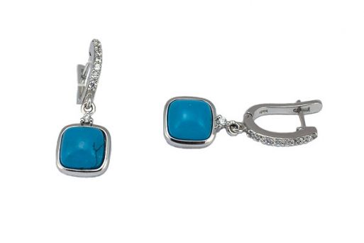 Серьги из серебра 925 пробы с бирюзой.