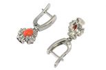 Серьги из серебра с кораллом розовым овал 4х6 мм 49016