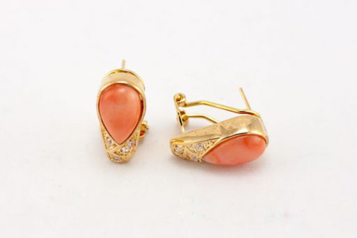 Серебряные серьги с кораллом 49414 купить в магазине Самоцветы мира