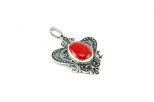 Кулон из серебра с кораллом красным овал 17х23 мм 50065