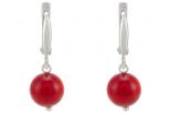 Серьги из серебра с кораллом красным шар 9 мм 50170