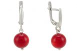 Серьги из серебра с кораллом красным шар 9 мм 50170