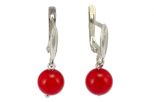 Серьги из серебра с кораллом красным шар 9 мм 50170