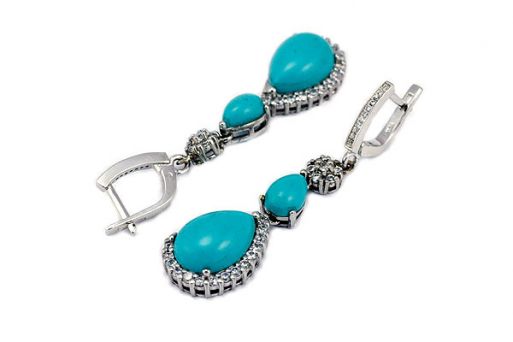 Серьги из серебра 925 пробы с бирюзой.