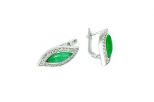 Серьги из серебра с агатом зелёным и фианитами маркиза 5х13 мм 50451