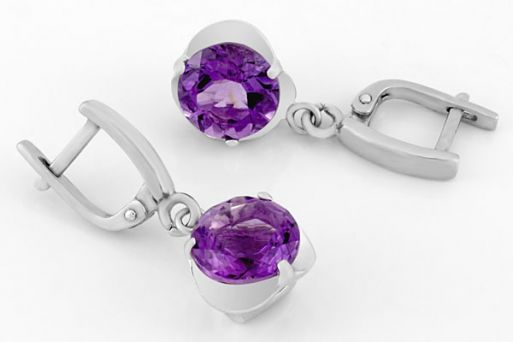 Серебряные серьги с аметистом 50510 купить в магазине Самоцветы мира