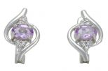 Серьги из серебра с аметистом и фианитами овал 4х6 мм 50521