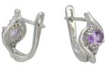Серьги из серебра с аметистом и фианитами овал 4х6 мм 50521